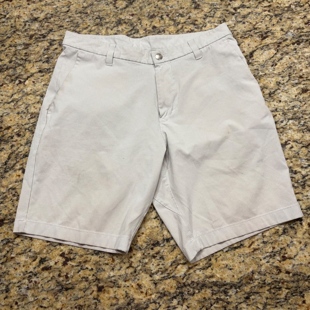 Lululemon Commission Shorts Mens 31 Light Gray Micro Grid Technical Chino ws
